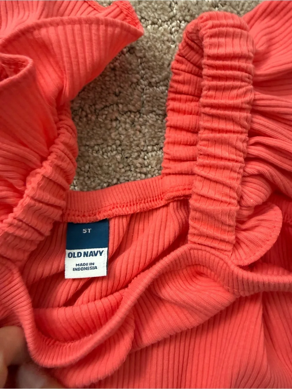 Old Navy Coral Ribbed Girls' Romper with Ruffled Straps